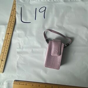 Pink Leather Card Holder Pouch Bag Wristlet Small Cosmetic Bag